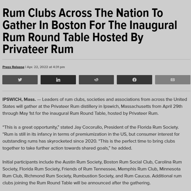 [PR] Rum Clubs across the nation…